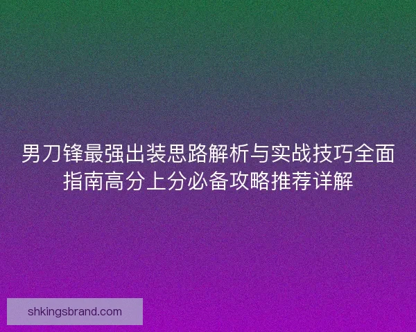 男刀锋最强出装思路解析与实战技巧全面指南高分上分必备攻略推荐详解
