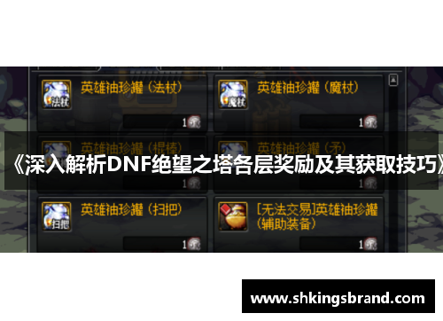 《深入解析DNF绝望之塔各层奖励及其获取技巧》